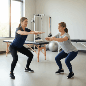 Physical therapist conducting movement assessment for patient receiving physical therapy in Reno